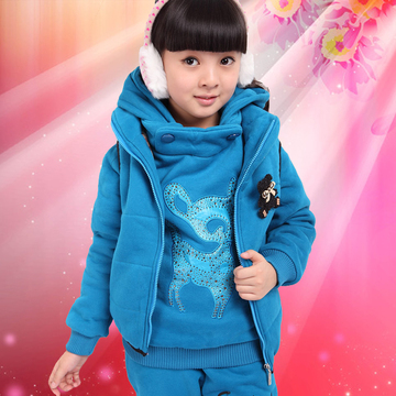 儿童卫衣三件套加厚加绒大童装-12-15岁小孩衣服冬装棉质女童套装