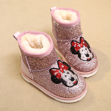 儿童雪地靴 秋冬季女童鞋2-3-4-5岁小童宝宝加厚棉鞋 软底短靴子