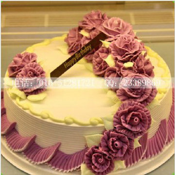 北京蛋糕五环免费配送 美味生日蛋糕私人定制 漂亮花朵蛋糕预订