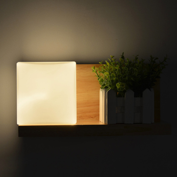 现代简约卧室床头灯创意个性led壁灯北欧时尚美式木质开关壁灯