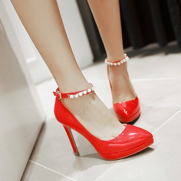 礼服宴会鞋红色红色结婚鞋新娘鞋婚鞋超高跟时尚性感女春秋鞋单鞋