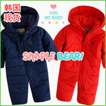 韩版新款婴儿连体衣冬季加厚新生儿衣服装秋冬装男女宝宝棉衣哈衣