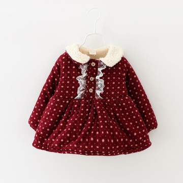 2015新款女童装冬装0-1-2-3岁女宝宝加绒加厚裙子婴儿连衣裙韩版