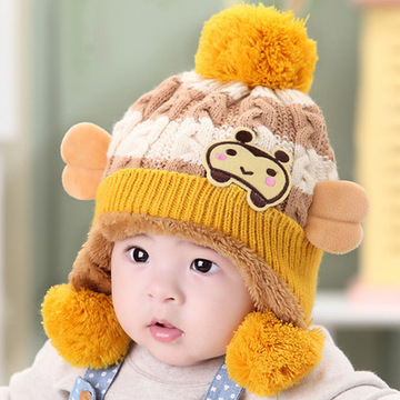 秋冬季新款儿童韩版时尚小狗造型围脖婴幼儿宝宝羊羔绒连围巾帽子