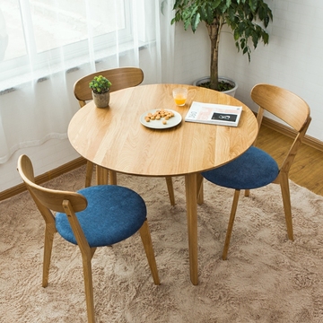 北欧全实木圆形餐桌椅组合宜家餐厅家具小户型简约橡木饭桌子家用