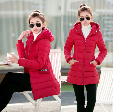 爆款2014冬季新款女装时尚修身气质韩版中长款羽绒棉衣棉袄外套