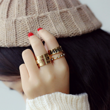 欧美夸张复古戒指潮款朋克女指环个性扳指食指配饰韩版时尚饰品