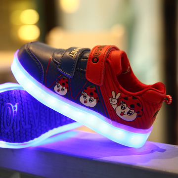 2015春秋款 男童童鞋运动鞋女童潮鞋皮鞋LED发光灯鞋