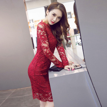 2015秋季韩版女装新款修身显瘦礼服气质夜店性感包臀蕾丝连衣裙