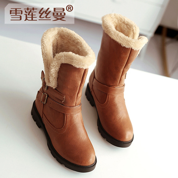 冬季新款复古马丁靴棉鞋中筒靴平跟保暖雪地靴加厚女靴休闲短靴子