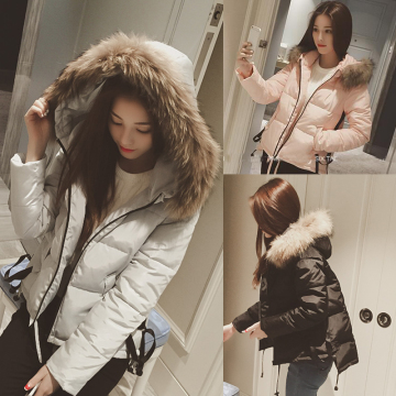 2015冬装新款韩版貉子毛领连帽宽松棉服女学生外套加厚短款小棉袄