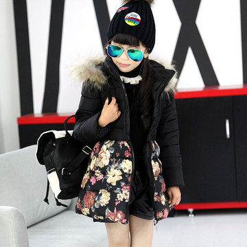 2015新款冬装小中大女童 韩版女孩棉衣长款棉袄加厚保暖棉服外套