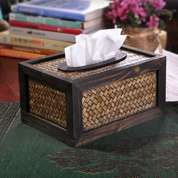 泰国工艺品 东南亚风格特色竹编纸巾盒 田园创意复古高档抽纸盒