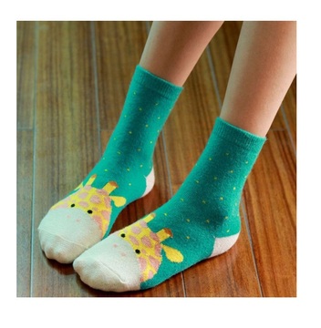 系卡通动物直板女士羊毛袜 秋冬季保暖袜子 5色入