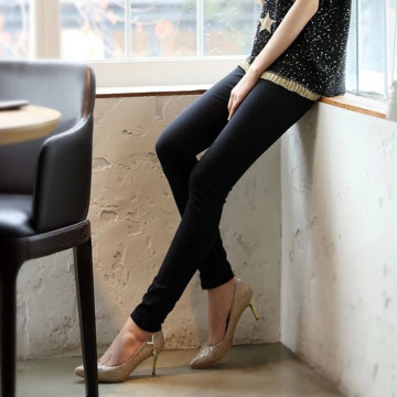 2015新款韩版弹力外穿梭织高腰打底裤修身显瘦假口袋九分铅笔裤女