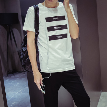 2015夏装新款韩版男士短袖T恤 潮流圆领打底衫日系个性宽松男t恤