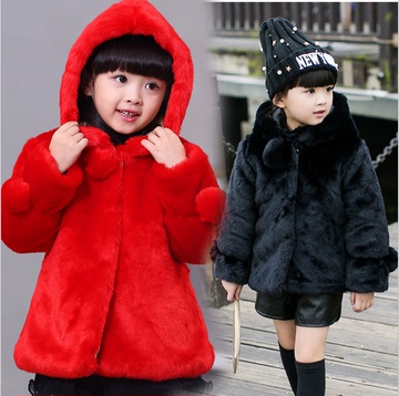 韩版冬季女童仿皮草毛毛衣小孩子儿童加厚保暖潮毛绒外套百搭上衣
