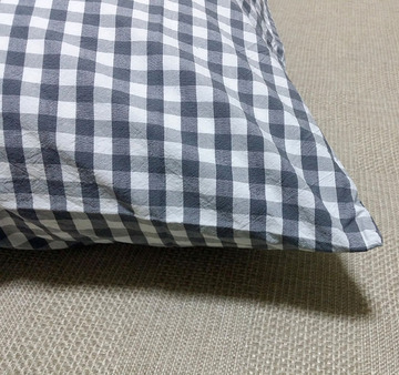 日式居家居良品全棉水洗枕一对48×74cm格子素色新疆棉纯棉枕头套