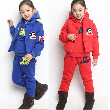 儿童套装中大童冬季新款韩版卡通大卫衣马夹三件套