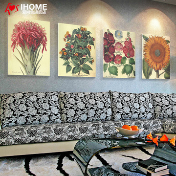 现代简约装饰画客厅沙发背景墙画卧室挂画美式餐厅花卉双联无框画
