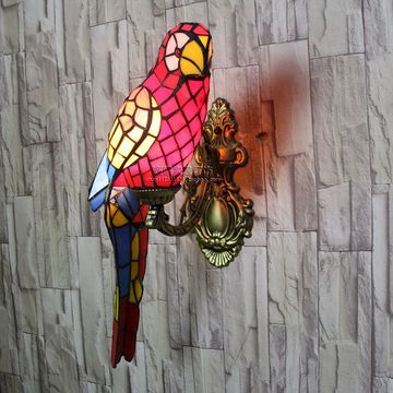 蒂凡尼长鹦鹉壁灯过道儿童房创意个性装饰卧室走廊转角酒吧ktv灯