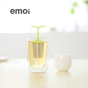 emoi基本生活 创意树苗漂浮茶漏 陶瓷不锈钢茶隔茶叶过滤器