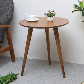 现代小户型圆形实木茶几 橡木现代简约时尚咖啡桌边几 小茶几桌子