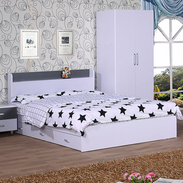 小户型抽屉床 现代储物床简约收纳床 1.2米床 单人床 1.5米箱体床