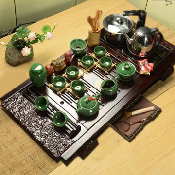 特价 茶具套装特价 整套茶具 紫砂功夫茶具 电磁炉实木茶盘套装