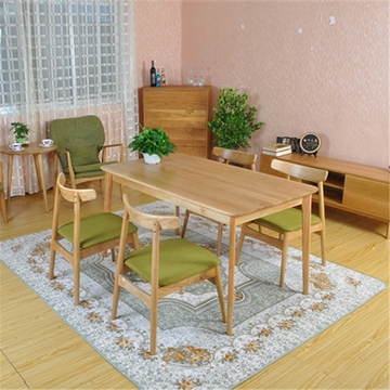 直腿白橡餐桌创意简约实木餐桌长方形简约餐桌饭桌4-6人时尚桌子