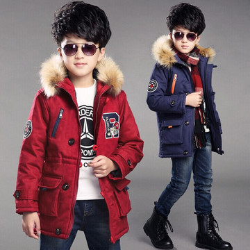 韩版冬季保暖棉衣男童棉服儿童小孩子新款加厚外套字母潮大毛领