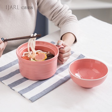 创意日式陶瓷带盖碗泡面碗泡面杯 学生方便面碗家用饭碗餐具