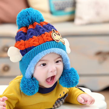 韩版男童女童宝宝帽子婴儿帽子秋冬儿童冬天帽子保暖宝宝毛线帽子