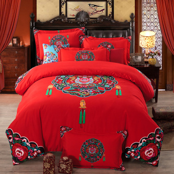 正品全棉床上加厚保暖磨毛床品 2.0红色婚庆纯棉磨毛四件套特价