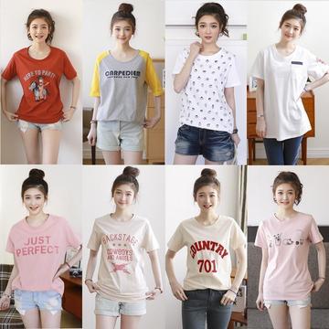 2015夏季新款韩版大码宽松短袖闺蜜姐妹装卡通上衣少女潮流t恤衫