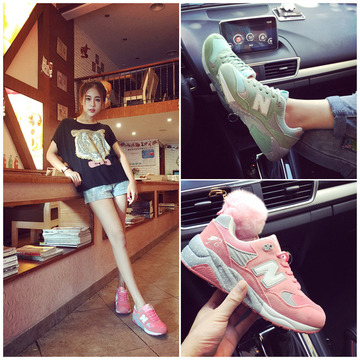 2015韩版时尚运动鞋女休闲透气跑步鞋系带浅口低帮潮厚底单鞋包邮