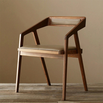 美式实木餐椅休闲椅实木椅子现代简约靠背椅书桌椅子办公椅扶手椅