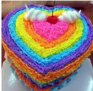 泰安生日蛋糕 个性定制彩虹胚蛋糕 心形市区免费送货外卖 可预定