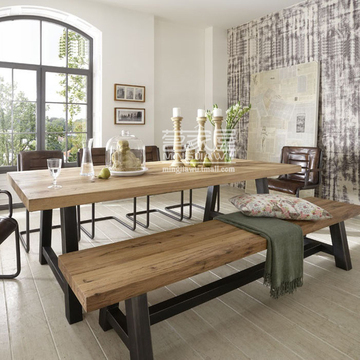 美式乡村loft工业风复古餐桌餐椅做旧实木酒吧桌办公桌洽谈会议桌