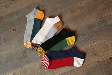 男款拼色全棉个性脚尖潮时尚韩国袜子彩色条纹创意船袜质量好