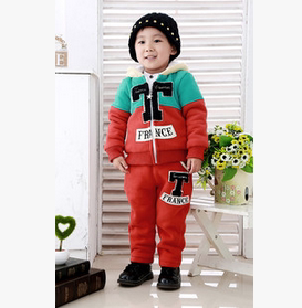 2015新款中小童男秋冬装卫衣套装衣服宝宝0-1-2-3岁加厚棉衣外套4