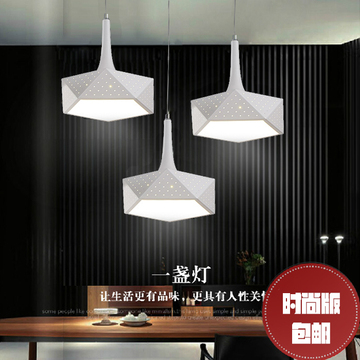 LED艺术餐厅灯创意个性吊灯现代简约三头多边形饭厅灯吧台装饰灯