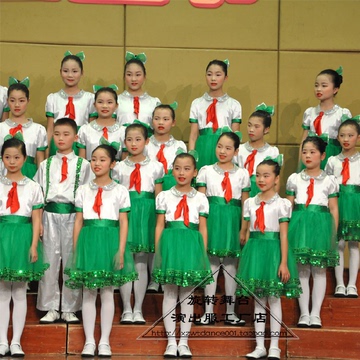 中学生小学生大合唱服儿童红领巾演出服男女童少儿合唱团朗诵服装