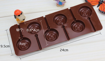 6连漩涡棒棒糖硅胶模具巧克力模具食品级模具diy手工棒棒糖