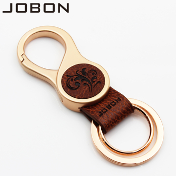Jobon中邦 钥匙扣 皮质双环男女式汽车钥匙扣 腰挂式 创意礼物