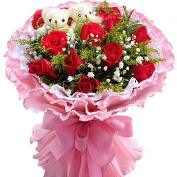 福州鲜花 情人节送花 鲜花礼品快递 33朵 红玫瑰花束同城鲜花速递