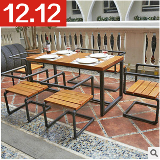 定制欧美式复古餐桌椅组合餐厅饭店户外酒吧实木快餐桌椅家具定做
