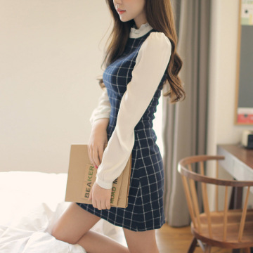 2015秋装新款 韩版时尚连衣裙 高领长袖气质秋装打底裙