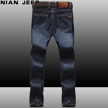 2016春夏新款NIAN JEEP男士牛仔裤中腰宽松直筒厚纯色休闲牛仔裤