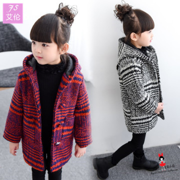 新款韩版秋冬装女童外套风衣毛呢儿童中长款宝宝呢子大衣儿童外套
